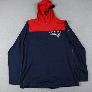 New England Patriots Hoodie Shirt Mens Large Nike NFL Pullover Blue Long Sleeve